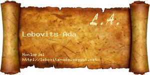 Lebovits Ada névjegykártya